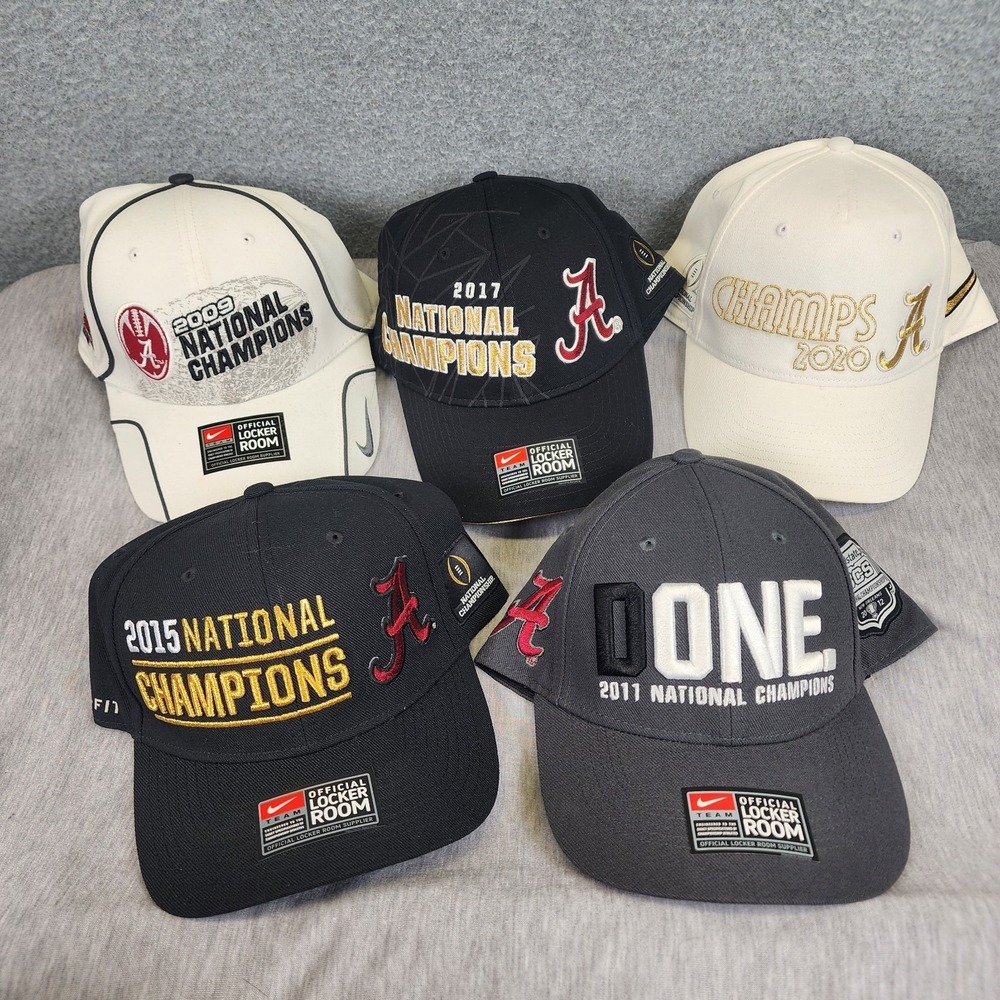 Lot Of 5 New NIKE Alabama Crimson Tide National Champions Hats 09,11,15,17,20‎